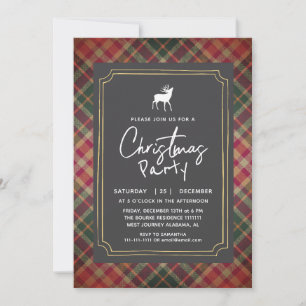 Chic Rustic Tartan Plaid Christmas Party Invitation
