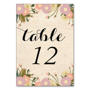 Chic Rustic Watercolor Floral Custom Wedding Table Number