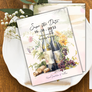 Chic Rustic Winery Grapevine-Inspired Wedding  Announcement Postcard