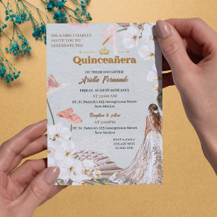 Chic Sage & Blush Floral Quinceañera Invitation