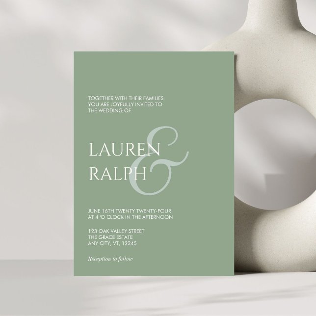 Chic Sage & Cream Script Wedding Invitation (Creator Uploaded)