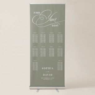 Chic Sage Green 10 Tables Wedding Seating Chart Retractable Banner