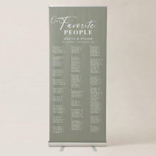 Chic Sage Green Alphabetical Wedding Seating Chart Retractable Banner
