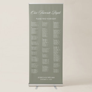 Chic Sage Green Alphabetical Wedding Seating Chart Retractable Banner