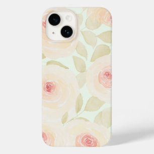Chic Sage Green and Pink Rose Watercolor Case-Mate iPhone 14 Case