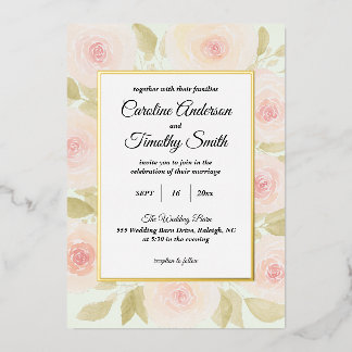 Chic Sage Green and Pink Rose Watercolor Wedding
