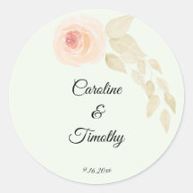 Chic Sage Green and Pink Rose Watercolor Wedding
