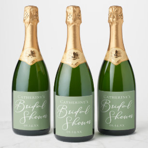 Chic Sage Green Bridal Shower Personalized Sparkling Wine Label