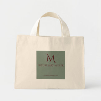 Chic Sage Green Coquette Monogram Future Mrs Mini Tote Bag