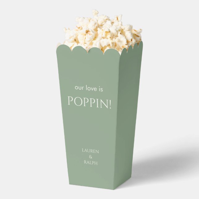 Chic Sage Green Couple Popcorn  Favour Box (Popped)