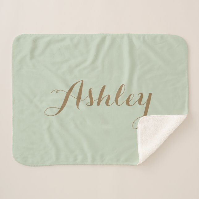 Chic Sage Green  minimalist monogram  Sherpa Blank Blanket (Front (Horizontal))