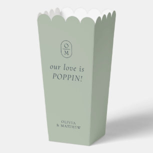 Chic Sage Green Monogram Popcorn Favor Box