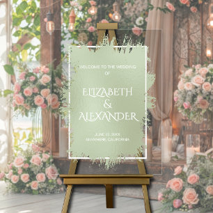 Chic Sage Green Splash Wedding Welcome Acrylic Sign