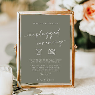 Chic Sage Green Unplugged Ceremony Wedding Sign