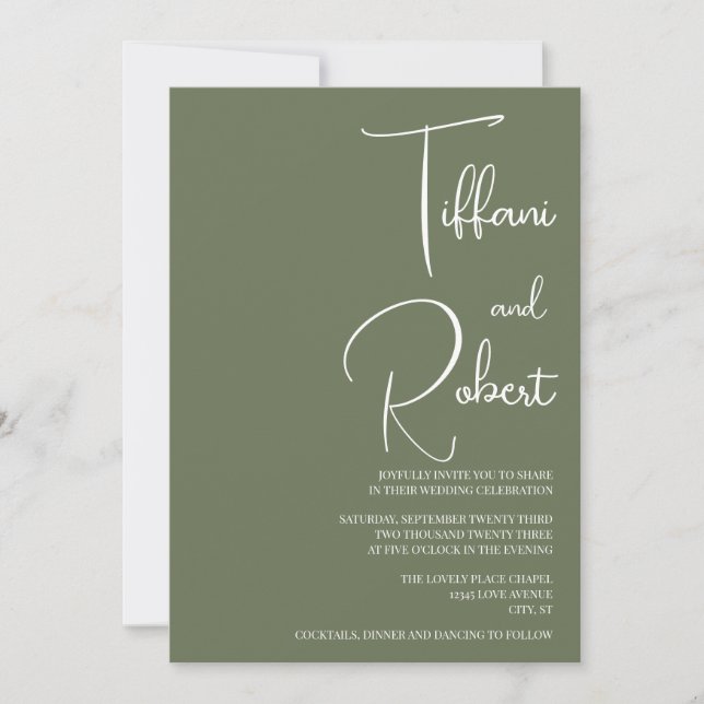 Chic Sage Green Wedding Invitation (Front)