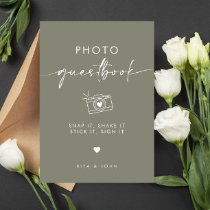 Chic Sage Green Wedding Photo Guestbook Sign