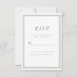 Chic Sage Green Wedding Simple Modern Minimalist RSVP Card