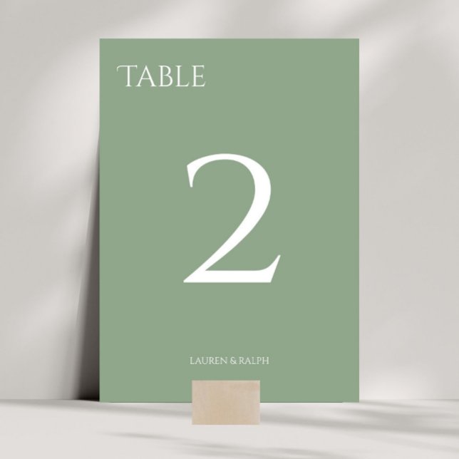 Chic Sage Green Wedding Table Number Card (Creator Uploaded)