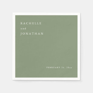 Chic Sage Green White Simple Wedding Napkins