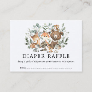 Chic Sage Greenery Woodland Animals Diaper Raffle Enclosure Card