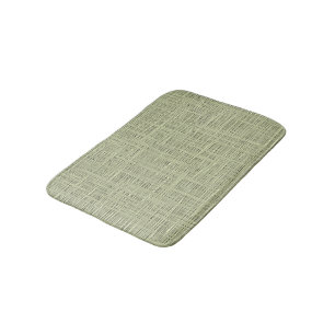 Chic Sage Herb Green Faux Jute Fabric Pattern Bath Mat