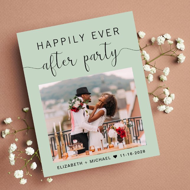 Chic Sage Photo Wedding Reception Invitation (Creator Uploaded)