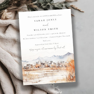 Chic Salt Lake City Utah Watercolor Couples Shower Invitation