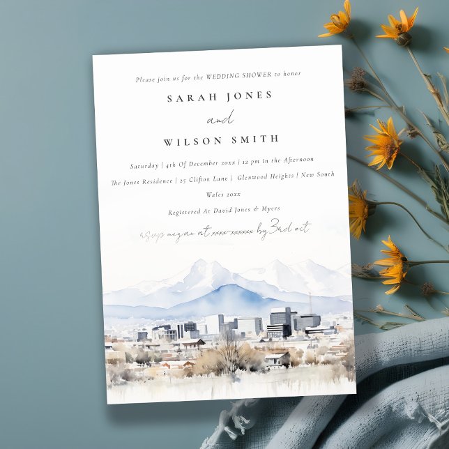 Chic Salt Lake City Utah Watercolor Wedding Shower Invitation (Creator Uploaded)