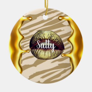 Chic Salty Luxurious Bday Gift Summer Golden lips Ceramic Tree Decoration