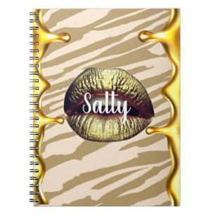 Chic Salty Luxurious Bday Gift Summer Golden lips Notebook