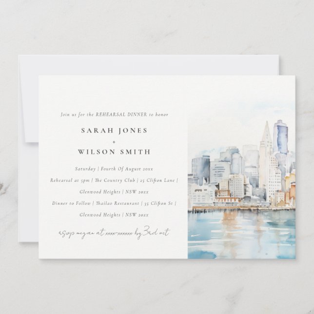 Chic San Francisco Landscape Rehearsal Dinner Invitation (Front)