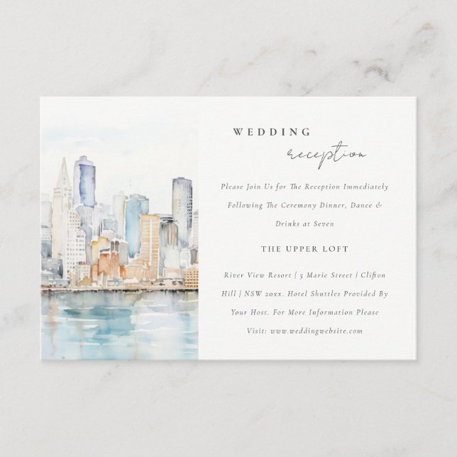 Chic San Francisco Landscape Wedding Reception Enclosure Card (Front)
