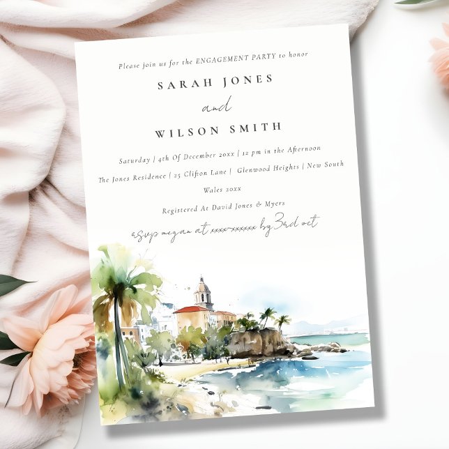 Chic San Juan Puerto Rico Landscape Engagement Invitation (Creator Uploaded)