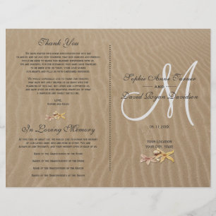 Chic Sand and Starfishes Beach Wedding Program Flyer