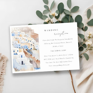 Chic Santorini Greece Watercolor Wedding Reception Enclosure Card