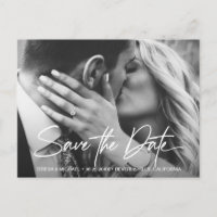 Chic Save the Date Script Custom Engagement Photo