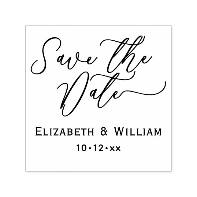 Chic Save the Date Wedding Typography #1 Name Date Self-inking Stamp (Design)