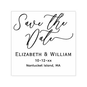 Chic Save the Date Wedding Typography #1 Name Date Self-inking Stamp