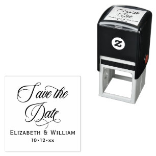 Chic Save the Date Wedding Typography #2 Name Date Self-inking Stamp