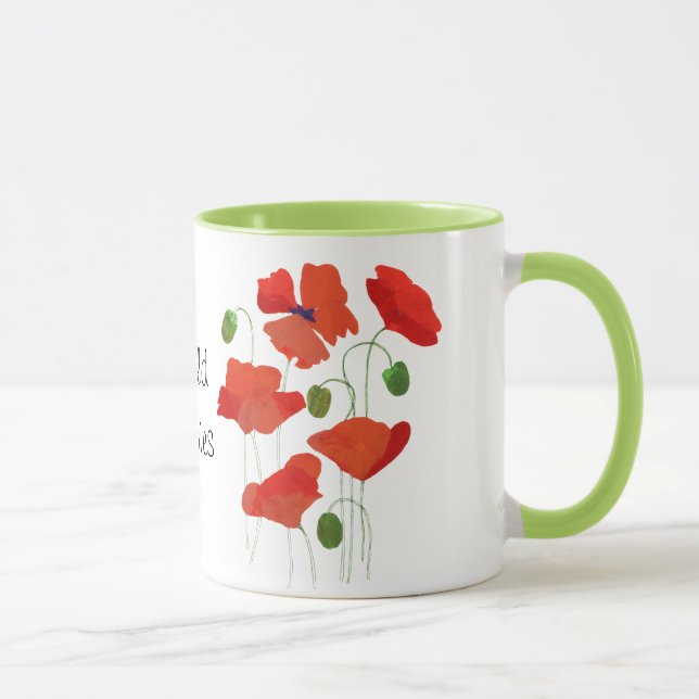 Chic Scarlet Field Poppies Ringer Coffee Mug (Right)