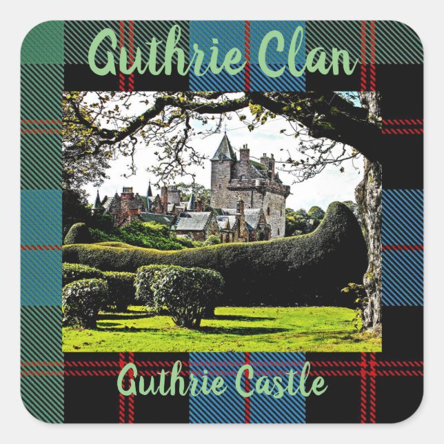 Chic Scottish Guthrie Clan, Castle Tartan Sticker (Front)