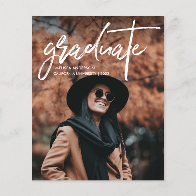 Chic Script 2 Photo Graduation Announcement (Front)