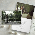 Chic Script 2 Photo Wedding Thank You Folded Card<br><div class="desc">Chic and modern wedding photo folded thank you card with an additional photo and custom text inside. You can use this card for a wedding,  bridal shower,  engagement,  anniversary,  or any special event. For more advanced customisation of this design,  please click the BLUE DESIGN TOOL BUTTON.</div>