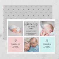 Chic script 3 photo collage baby twins birth