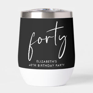 Chic Script 40th Birthday Party Black