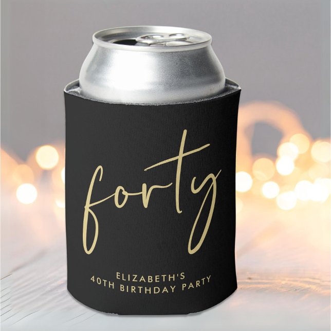 Chic Script 40th Birthday Party Can Cooler (Creator Uploaded)