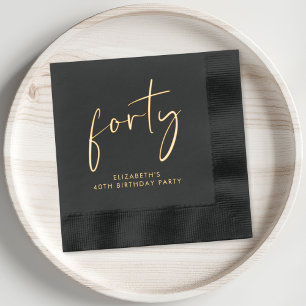 Chic Script 40th Birthday Party Foil Napkins