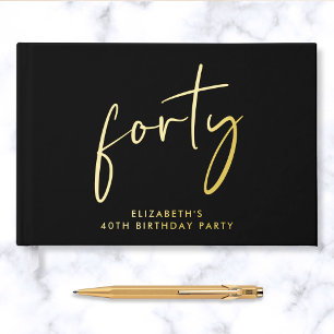 Chic Script 40th Birthday Party Guest Book