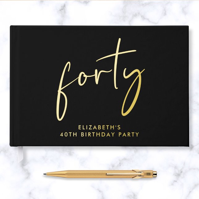 Chic Script 40th Birthday Party Guest Book (Creator Uploaded)