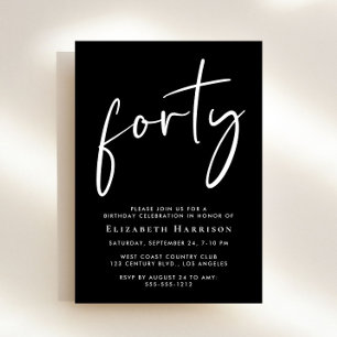 Chic Script 40th Birthday Party Invitation